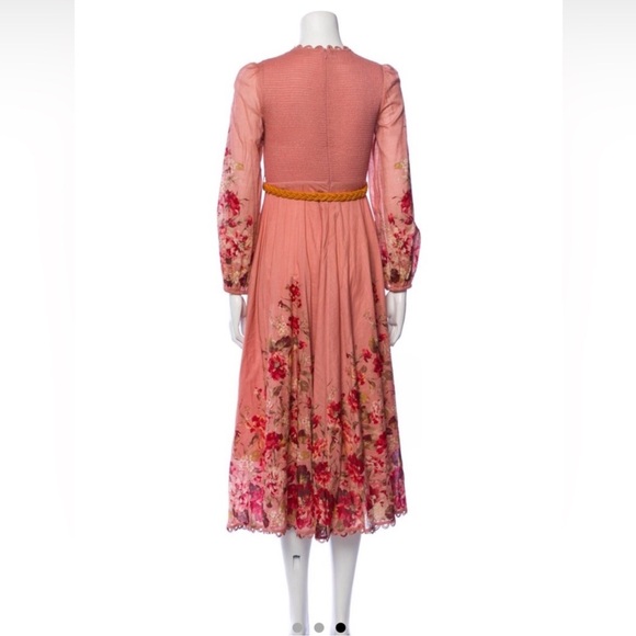 Zimmermann Dresses & Skirts - Zimmermann Pink Pleated Midi Dress with Bishop Sleeves